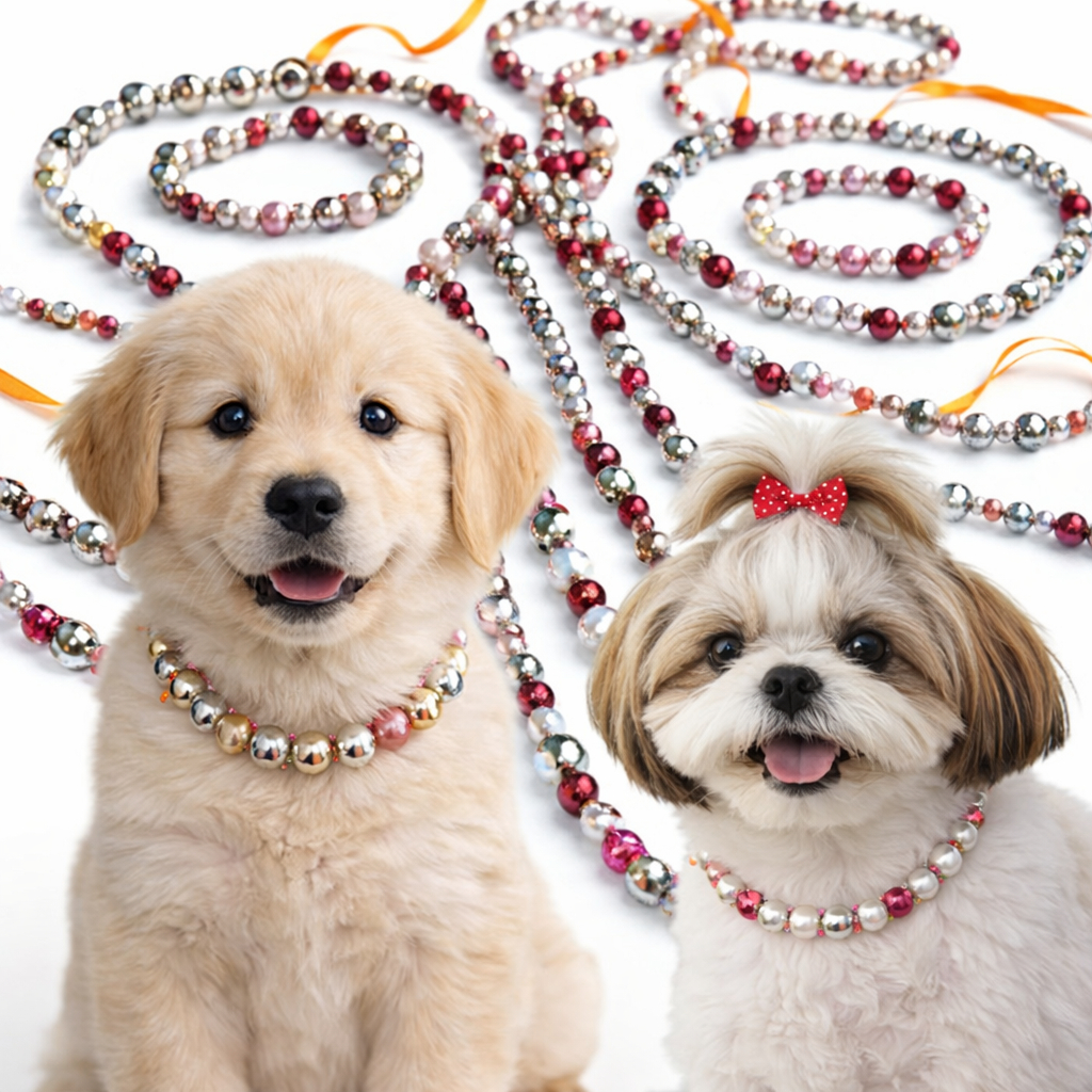 Colar de Pérolas PET, Acessório Pet Elegante e Confortável, LAÇOS PET PESCOÇO
