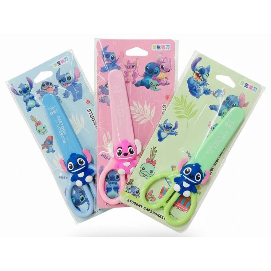 Tesoura Infantil Stitch/Hello Kitty Desenho Animado Filme Personagem Escola Papelaria Fofa volta as Aulas