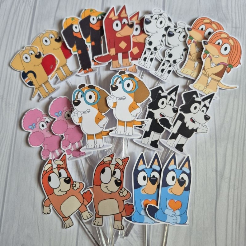 Topper de docinho e cupcake amigos da Bluey