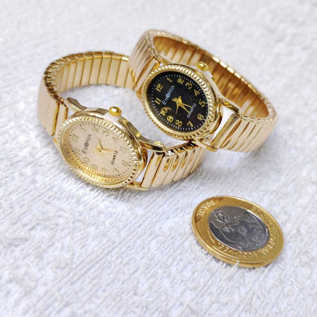 Relógio feminino mola elástica,delicado minimalista, com mini mostrador, moda feminino clássico elegante Quartz