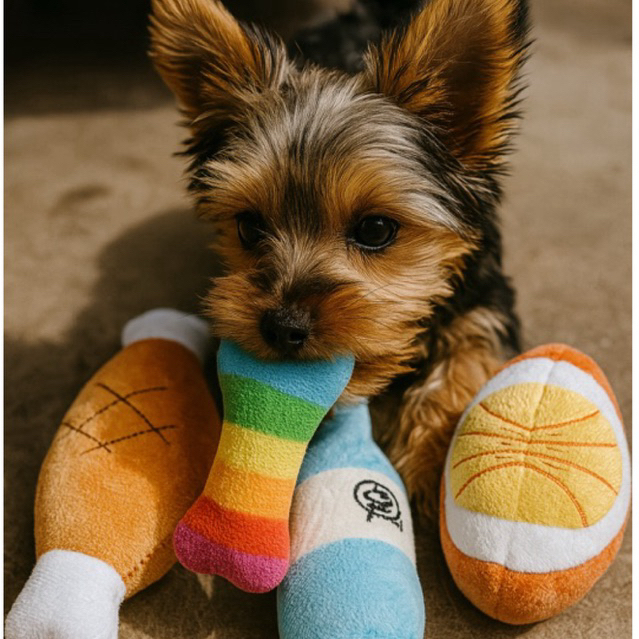 Kit Brinquedos de Pelúcia com Apito para Gato e Cachorro de Pequeno Médio Porte Antiestresse