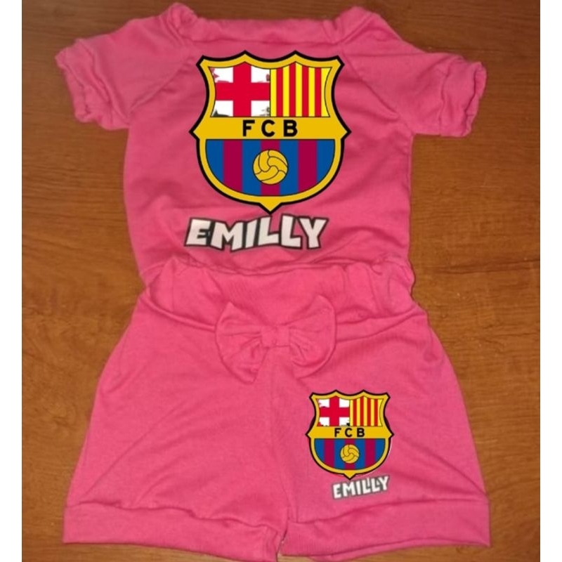 Conjunto menina do Barcelona personalizado com nome