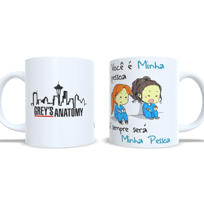 Caneca Grey´s Anatomy Você é Minha Pessoa Você Sempre Será Minha Pessoa 325ml De Porcelana Embalada Para Presente