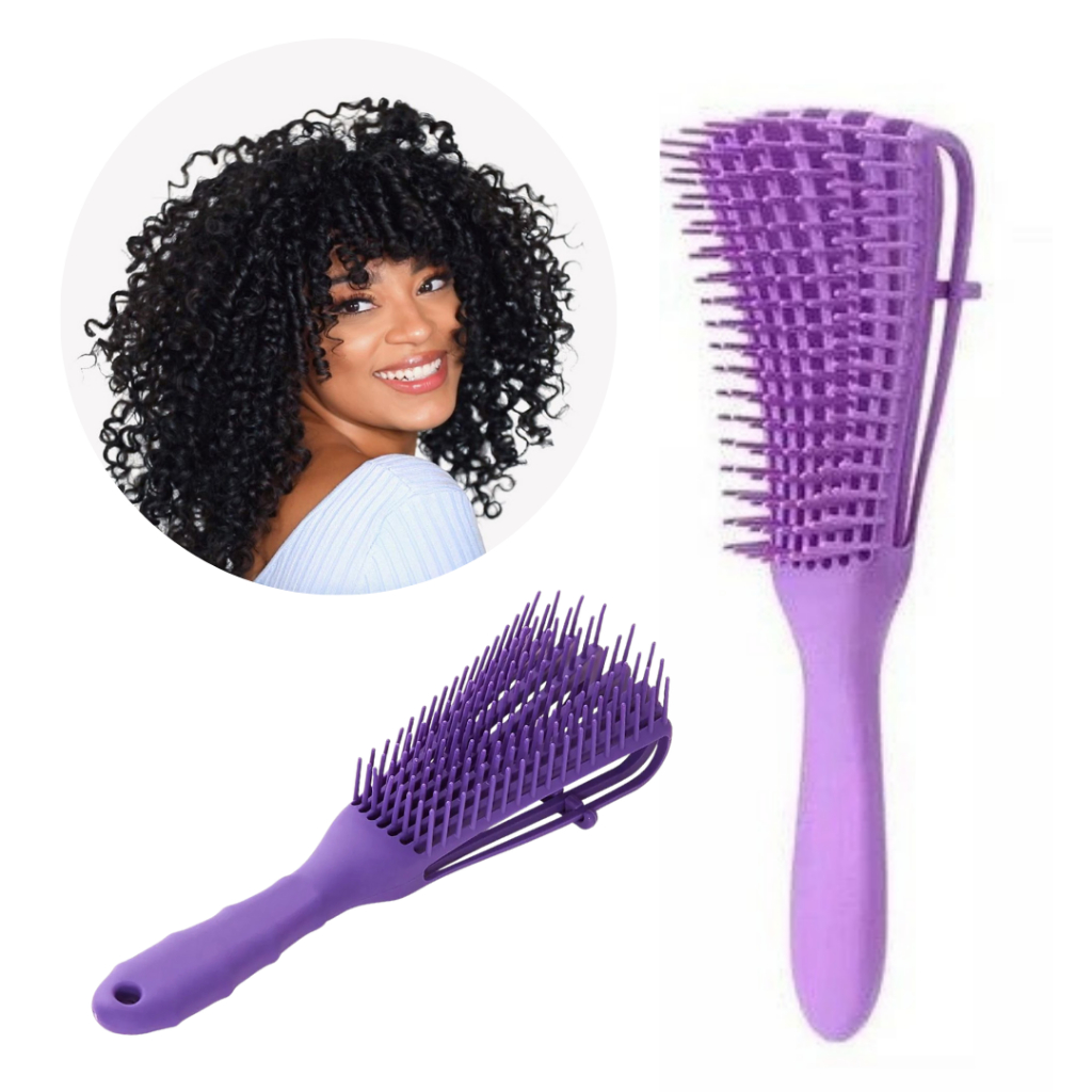 Escova Polvo Roxa para Cabelos Cacheados – Define Cachos, Desembaraça sem Dor e Reduz Frizz em Oferta na Shopee