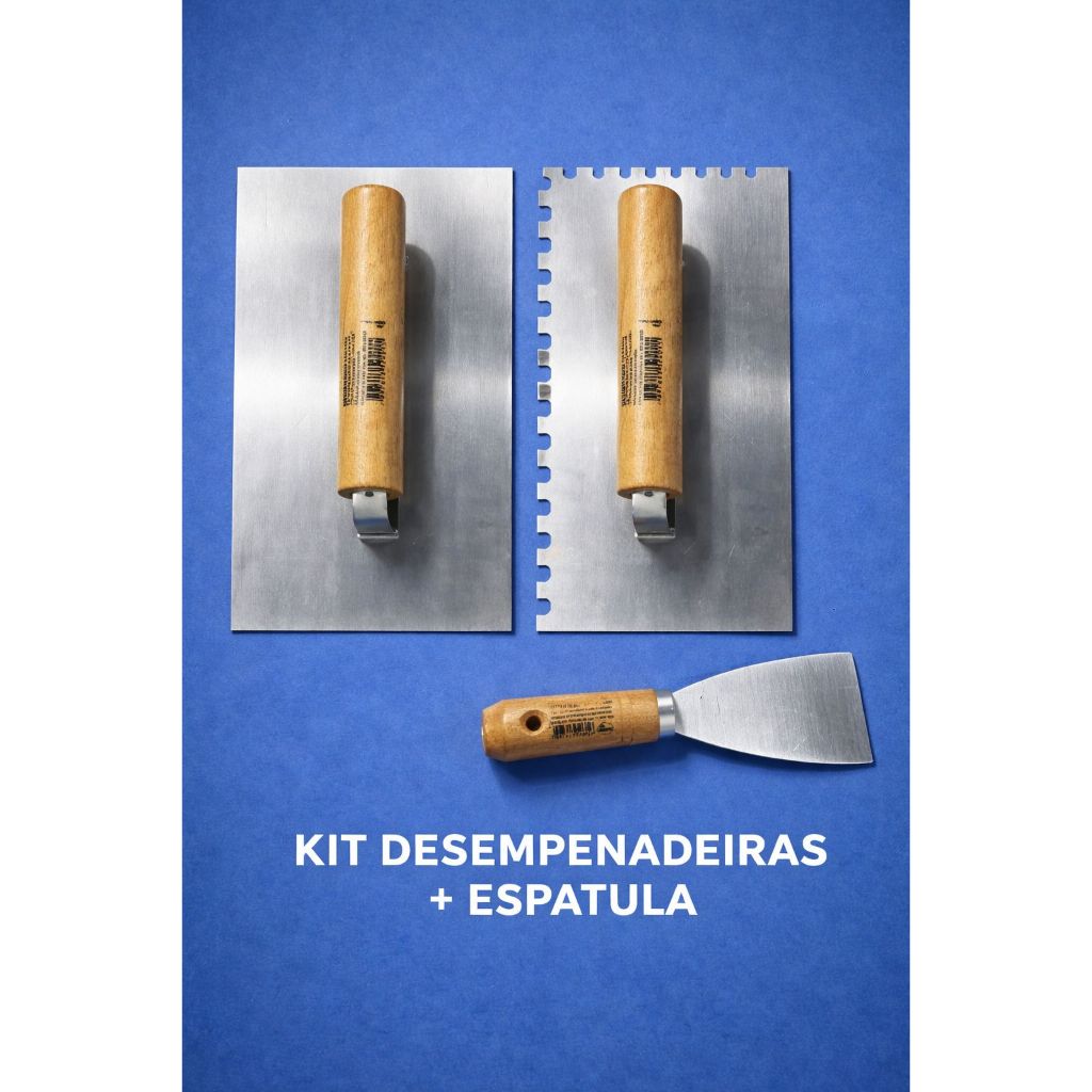 KIT Espatulas e Desempenadeira - Lisa e Dentada - Para Pinturas, Obras, Gesso, Parede, Rejunte, Massas e Cinemento em Oferta na Shopee