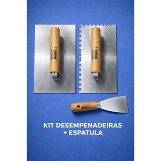 KIT Espatulas e Desempenadeira - Lisa e Dentada - Para Pinturas, Obras, Gesso, Parede, Rejunte, Massas e Cinemento em Oferta na Shopee