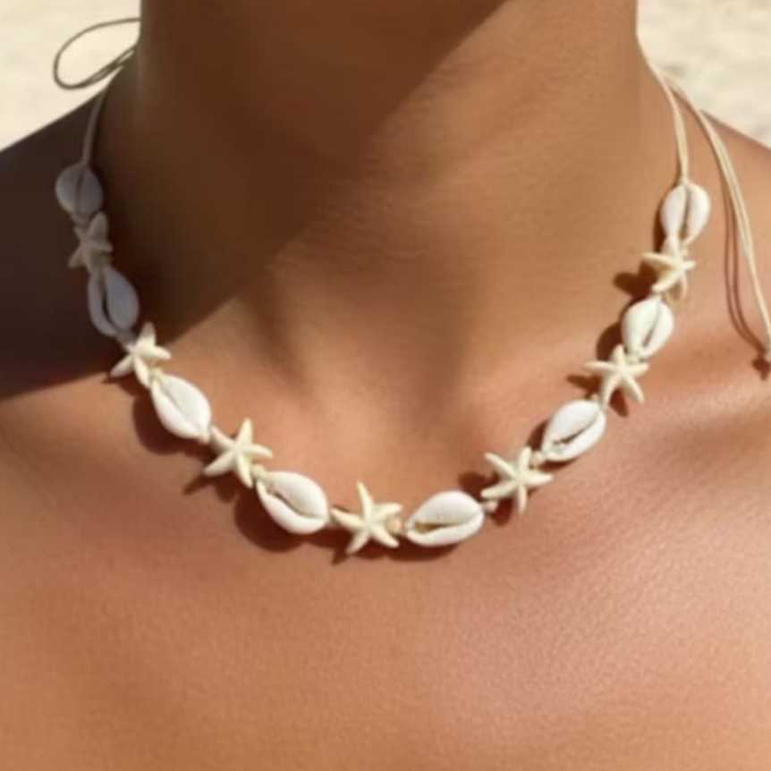 Kit Choker  Estrela Colar Tornozeleira Pulseira Búzios Estrela em Oferta na Shopee