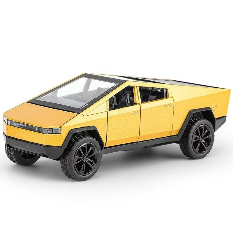 Miniatura Miniatura Tesla Cybertruck Miniatura Pick-Up Metal E Plástico Fricção Abre Porta 1/36