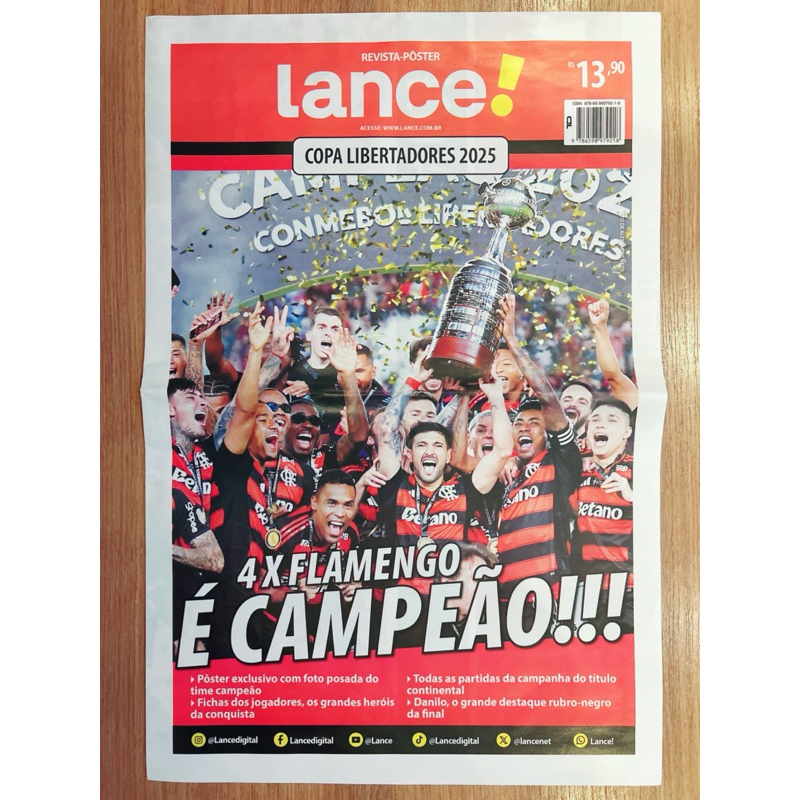Revista Pôster do Flamengo Campeão da Libertadores da América 2025 ⚫️🔴