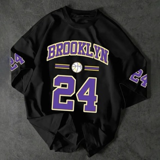 Camiseta Estampada Basquete Brooklyn 24 Estilosa Moderna Unissex Algodão Fio 30.1 em Oferta na Shopee