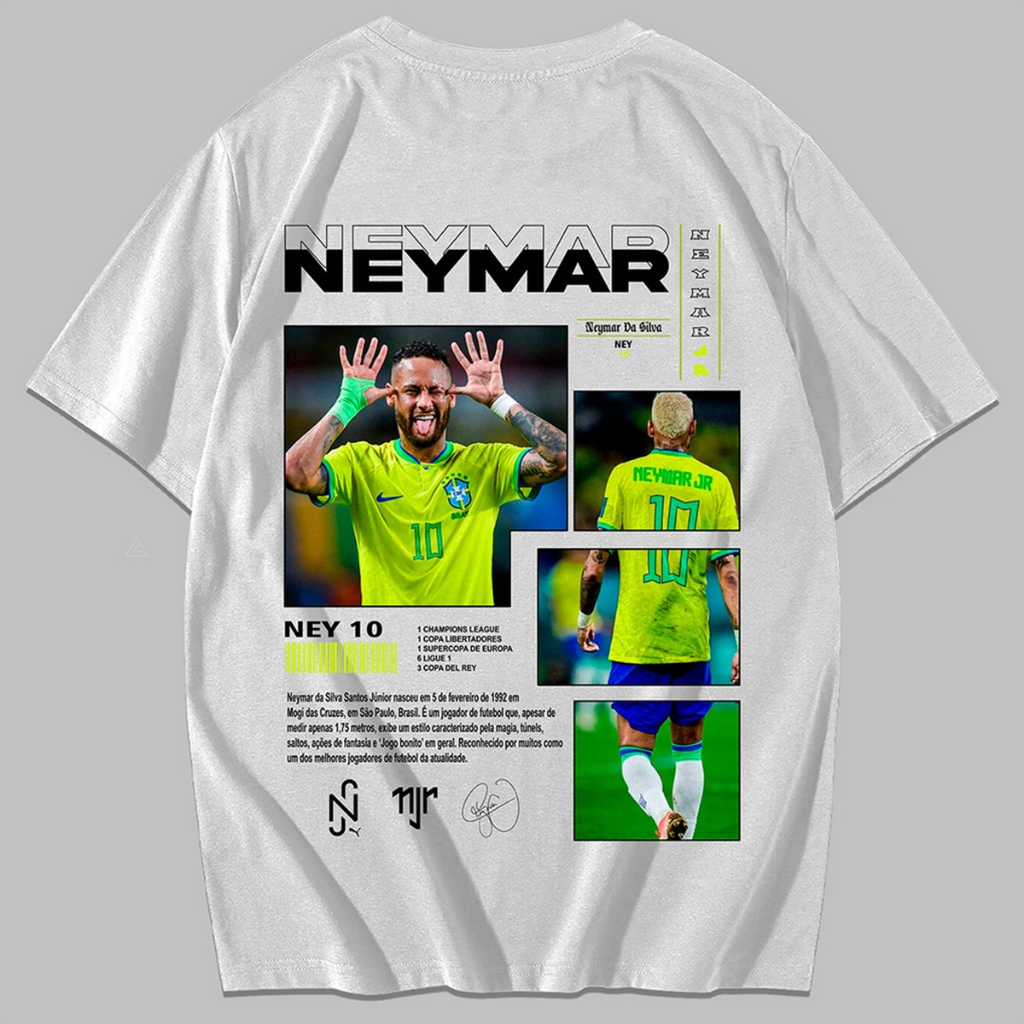 Camiseta Masculina Futebol Neymar Brasil Streetwear 100% Algodão Premium Fio 30.1 Resistente em Oferta na Shopee