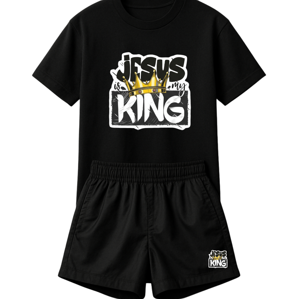 kit conjunto camiseta 100% algodão bermuda tactel JESUS KING Caminhada e Academia +RELOGIO .