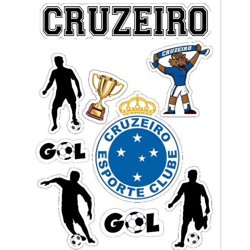 Topo Topper de Bolo Time Cruzeiro Futebol Bola Personalizado Nome Idade 2