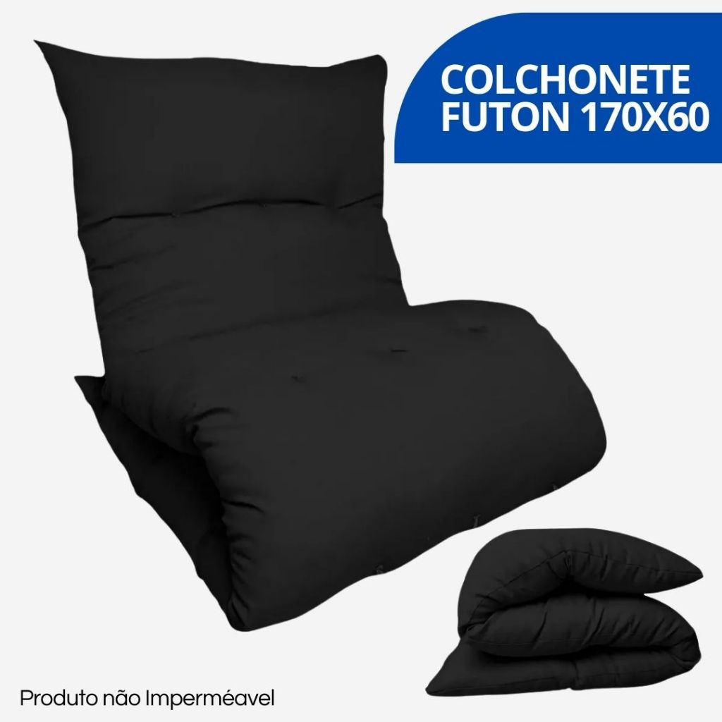 Colchonete Futon 170X60 Solteiro Dobrável Enrolável Decorativo acampamento Almofada para Sofa Pallet