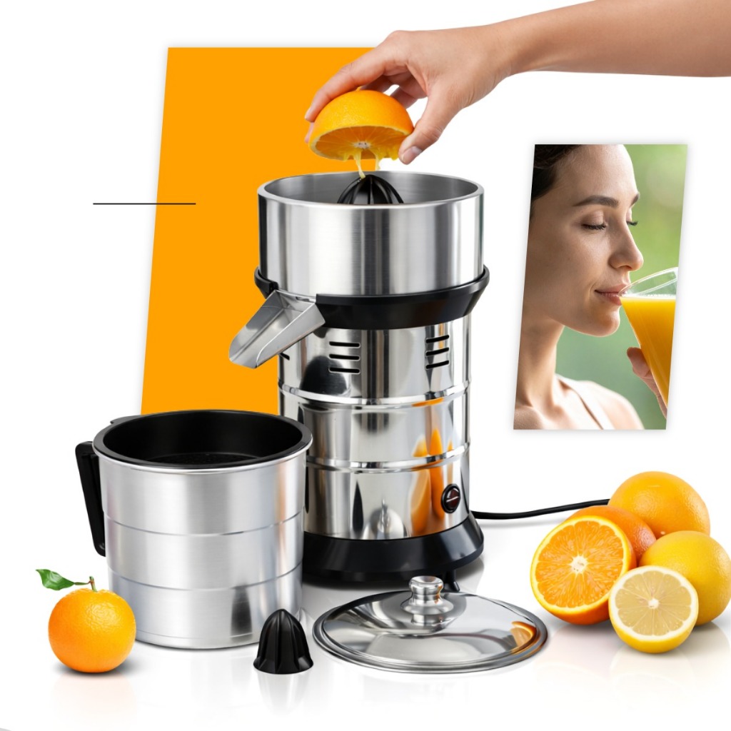 Espremedor de Suco de Laranja e Limão Industrial  Extrator Profissional 700w com Jarra 3 Litros Grande Cor Inox Bivolt