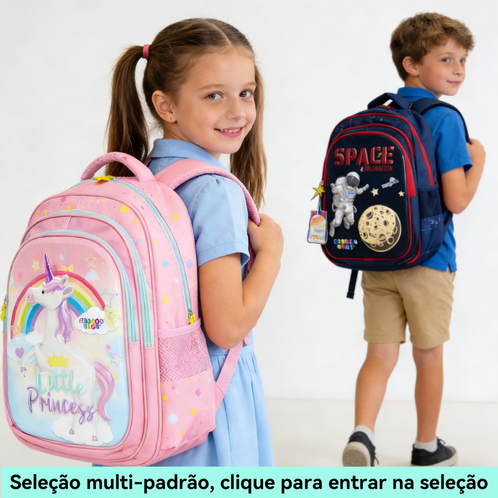 Kids school bag school bag (6 a 12 anos de idade) grande capacidade à prova d'água 3D estereoscópico padrão em Oferta na Shopee