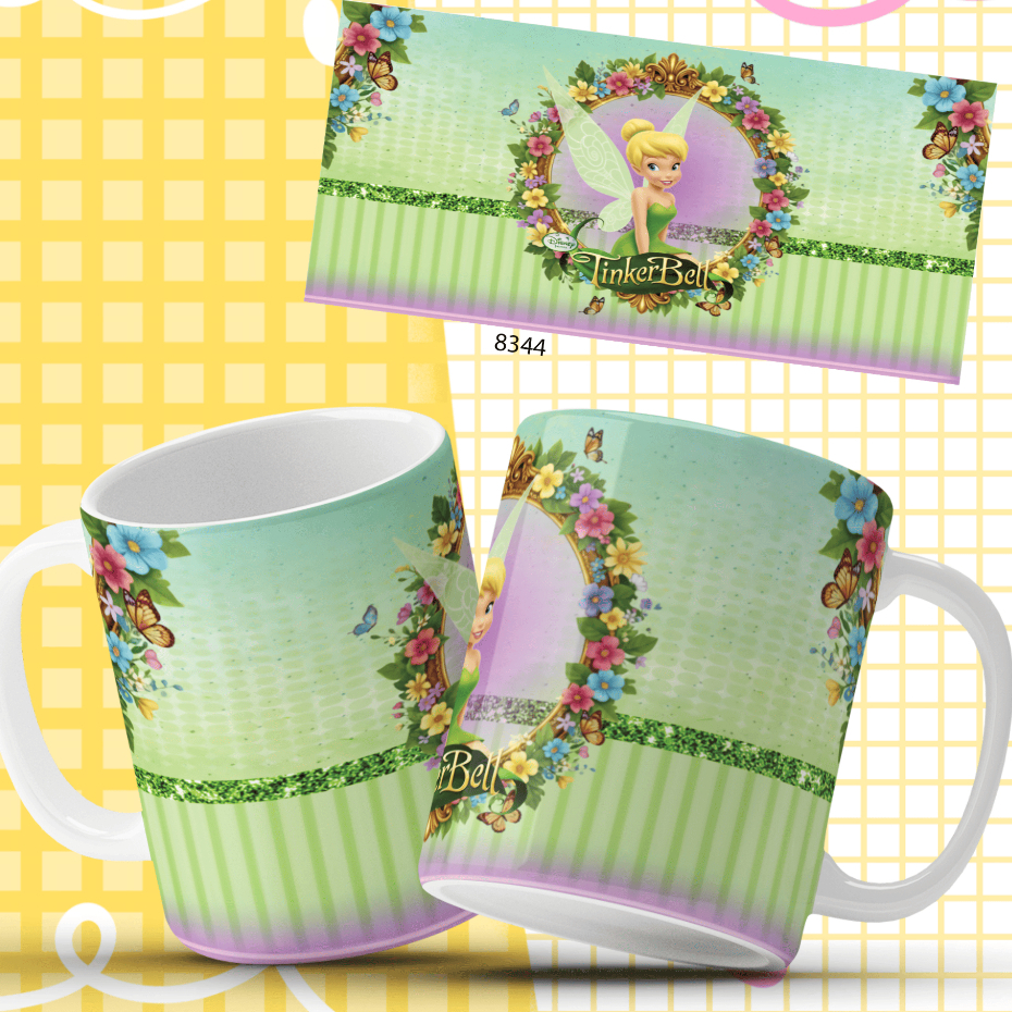 CANECA SININHO TINKER BELL  PORCELANA OU POLIMERO(PLÁSTICO INQUEBRAVÉL) COLOCO NOME