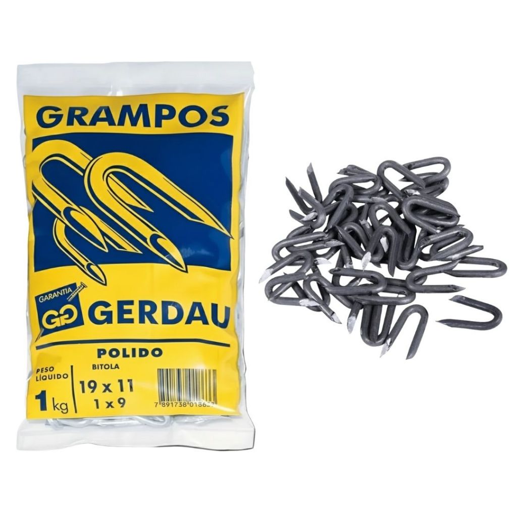 Grampo Galvanizado Polido Para Cerca Arame Farpado 9X1 Gerdau 1kg em Oferta na Shopee