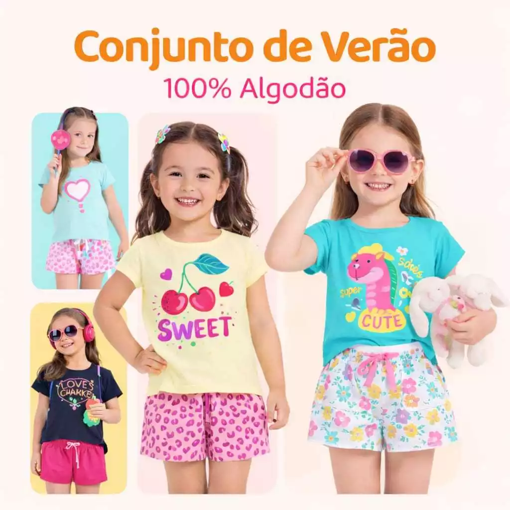Kit C/6 peças Conjuntos Verão menina Infantil e Juvenil tamanho 01 ao 14 — imagem 1