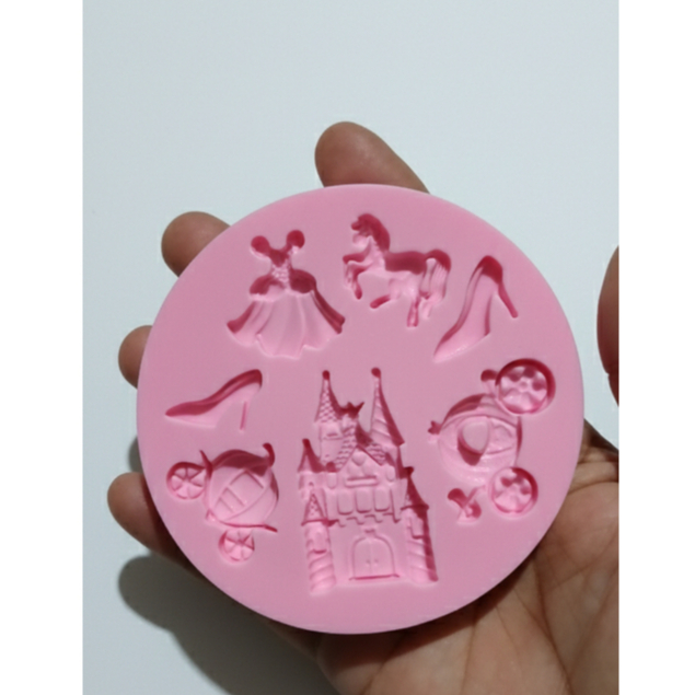 Molde de Silicone KIT CINDERELA Pasta Americana Confeitaria Biscuit Ref  044