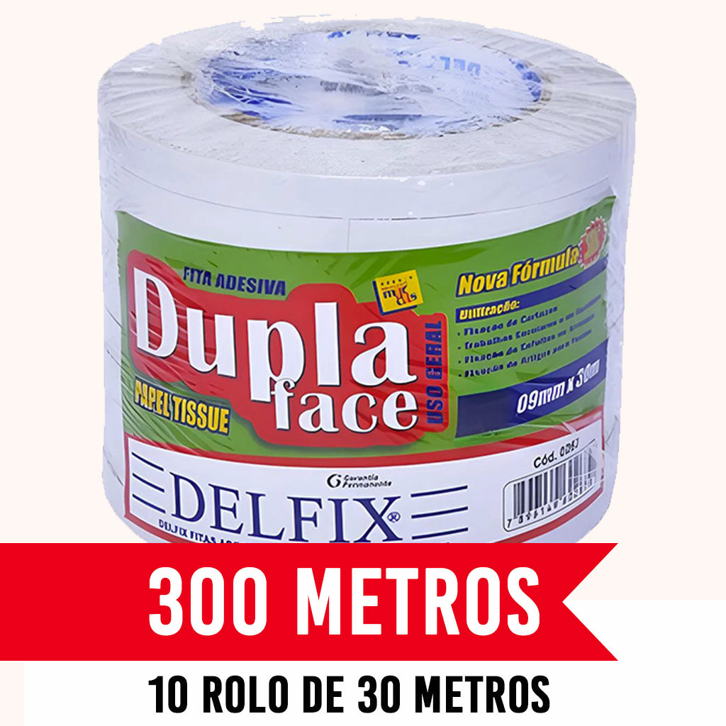 Fita Adesiva Dupla Face  Delfix 9mm - 10 Rolos  de 30 metros em Oferta na Shopee