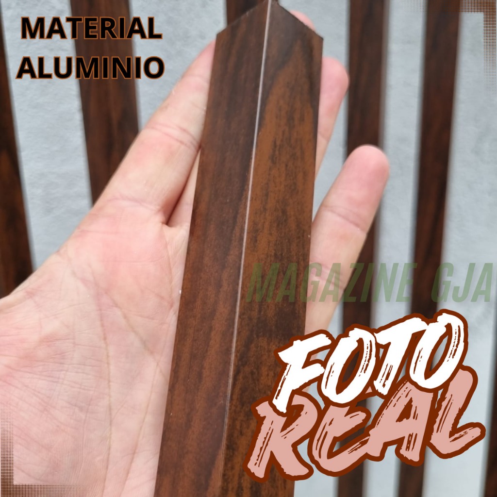 Cantoneira Aluminio Amadeirado Abas 1.9 x 1.9 Cm Perfil Moldura Quina Porcelanato Rustico