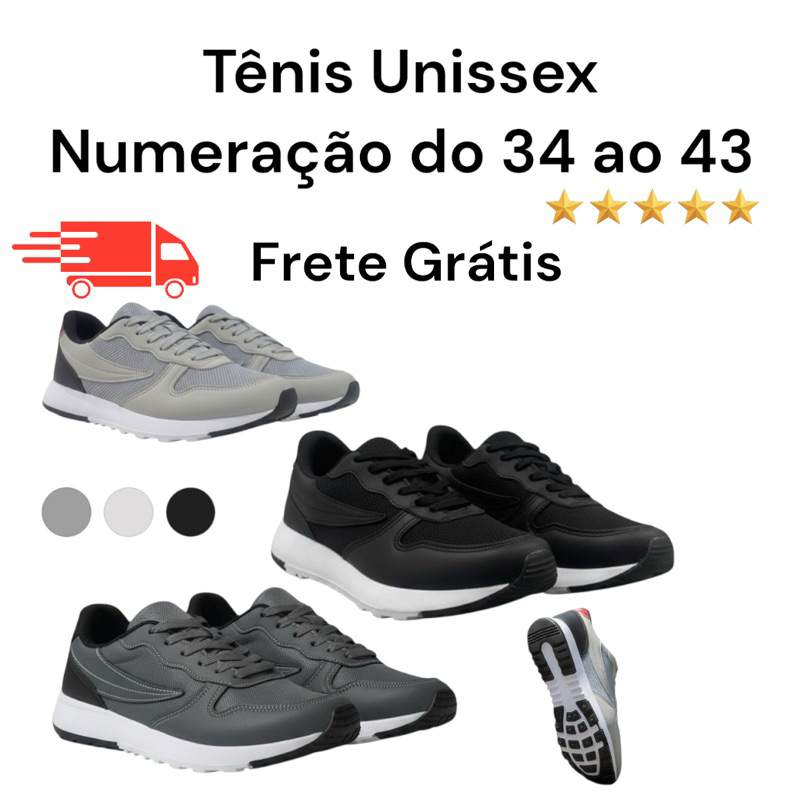 Tênis Masculino Feminino Unissex| Palmilha Anatômica Absorção de Impacto | Casual Dia a Dia 2026 em Oferta na Shopee