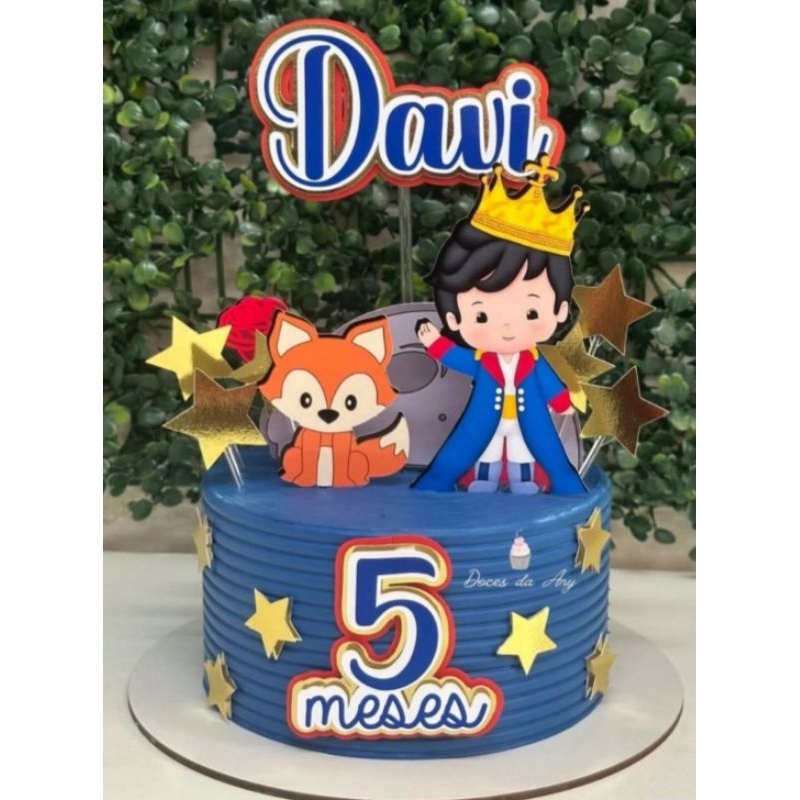 Topper de Bolo Personalizado  Tema Pequeno Príncipe Aniversário Mêsversário