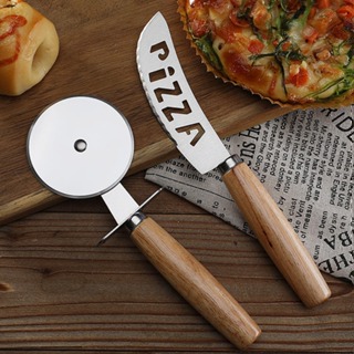 Kit Cortador de Pizza Inox Cabo Madeira - Presente Ideal para Amantes de Pizza em Oferta na Shopee