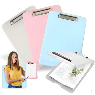 Prancheta A4 com armazenamento, pasta organizadora resistente, ideal para estudos e trabalho diário! em Oferta na Shopee