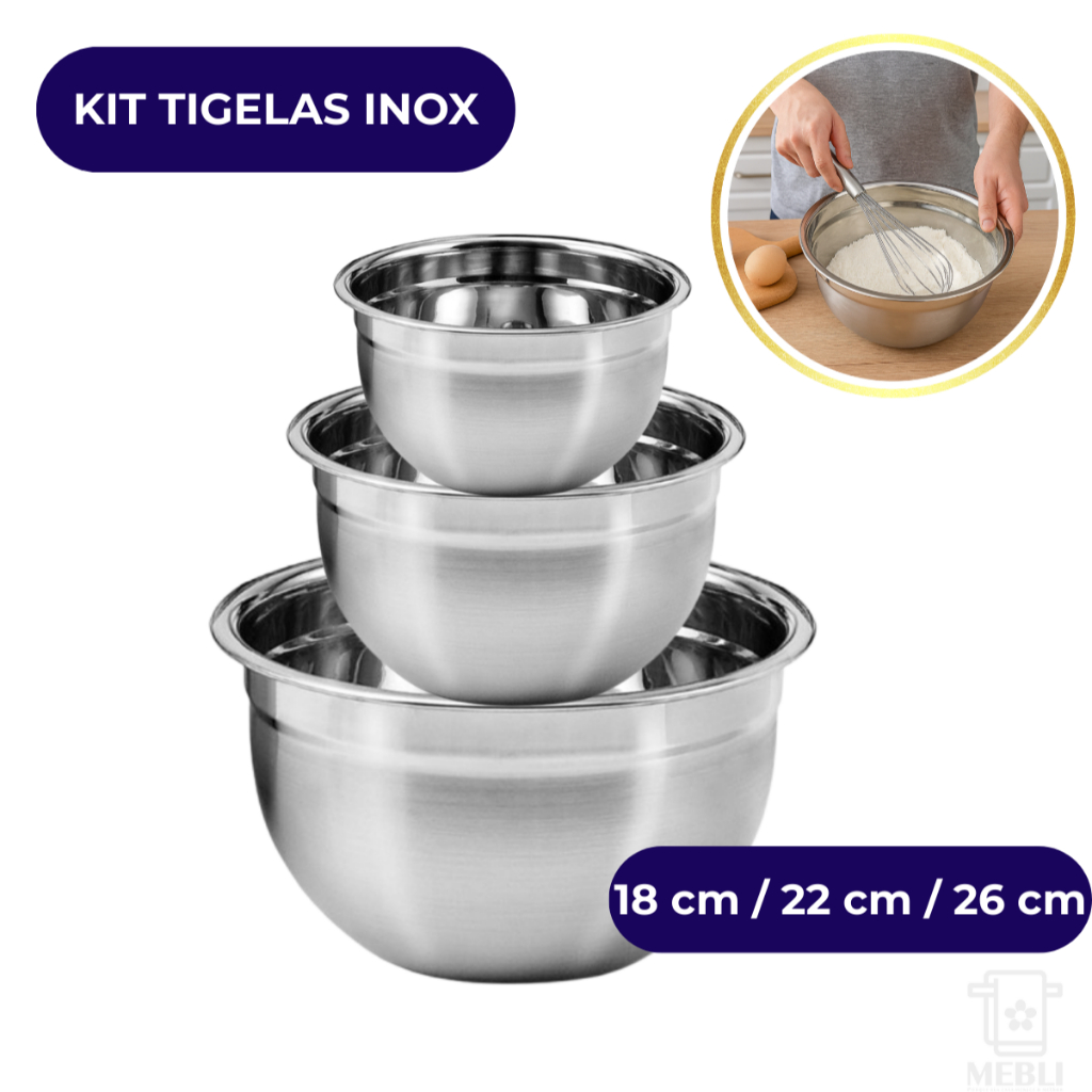 Kit Tigela Multiuso Profissional Bowl Grande Bacia Recipiente Inox Reforçado Batedeira Gourmet Oferta
