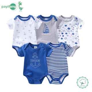 Kit 5 Pçs Macacão de Manga Curta Infantil para Bebê/Recém-Nascido de Verão 0-12M—Menina/Menino 100%Algodão em Oferta na Shopee