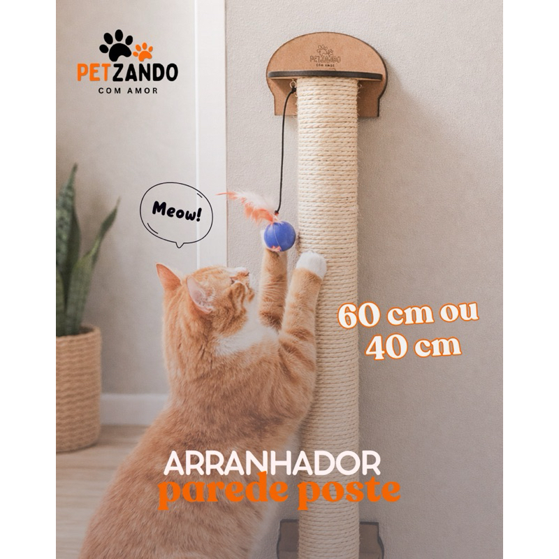 Arranhador Resistente para Gatos Ativos Parede Brinquedo Pet Poste Sisal em Oferta na Shopee