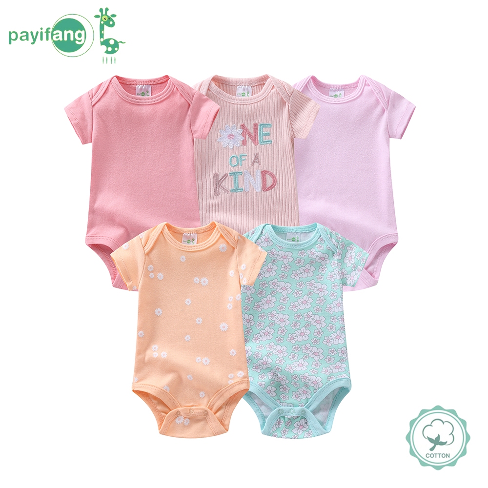 body bebê menina Kit 5 Peças,body manga curta menina,kit body bebê menina,Alcinha 60%Roupa de Bebê P M G GG