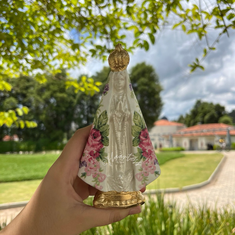 Nossa Senhora Aparecida 15cm Decoupage Pink/ casamento/batizado/lembrança/decoração