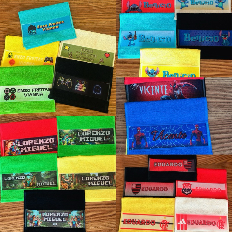 Volta ás Aulas Kit 5 Toalhinhas Personalizadas Lavabinho Infantil Bebê Criança Escola QUALQUER TEMA