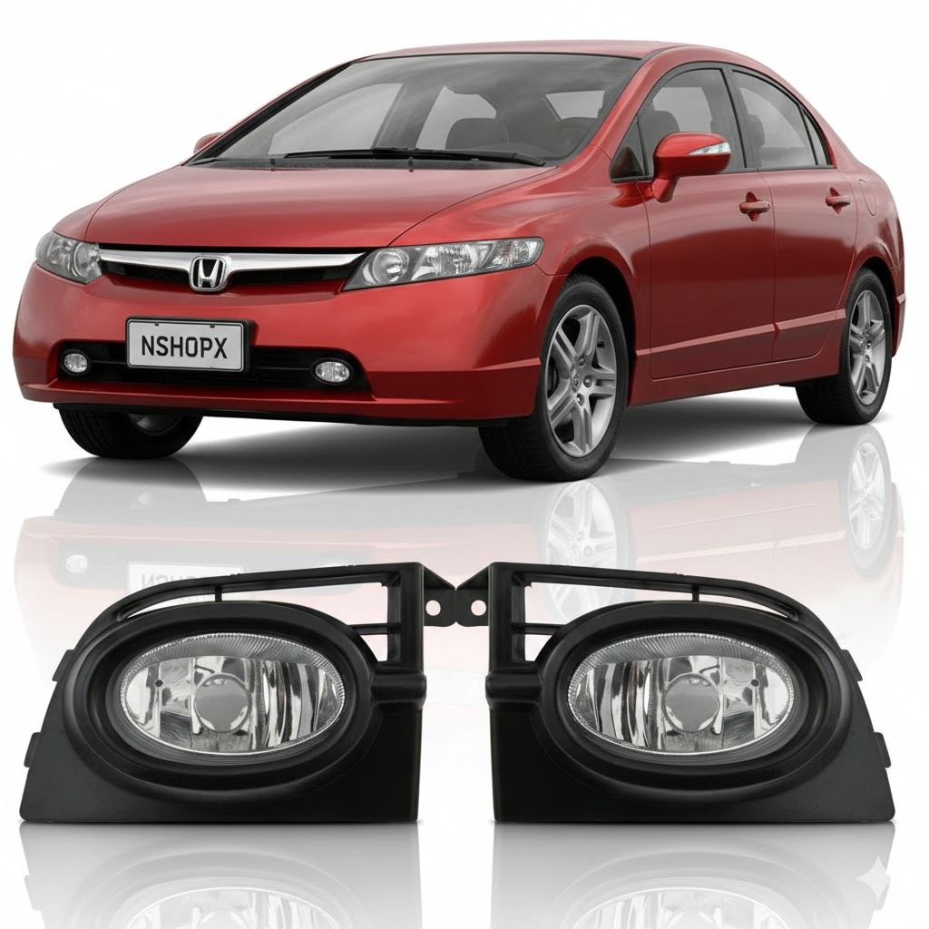 Par Farol Milha Auxiliar Civic Exs 2006 2007 2008 Neblina Com Moldura