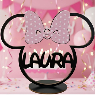 Centro de Mesa Minnie Rosa Bolinha Aniversário Tema Minnie Rosa em Oferta na Shopee