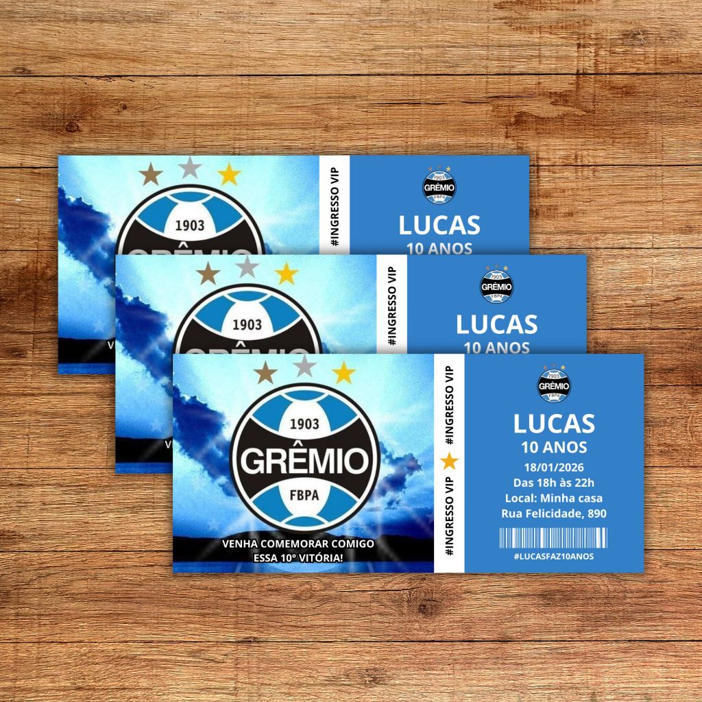 Convite ingresso vip Grêmio
