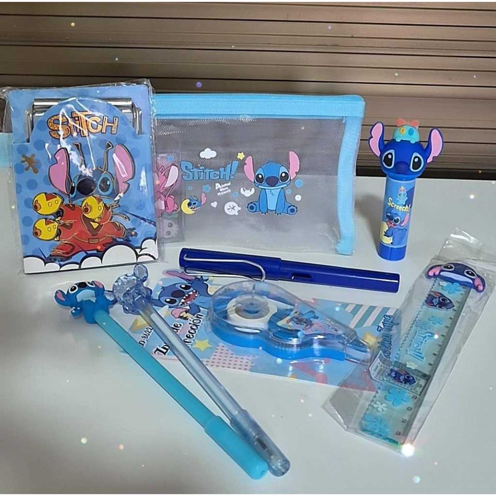 Combo Stitch Azul Papelaria Fofa – Kit Escolar Completo Combo Stitch azul perfeito para quem ama papelaria organizada