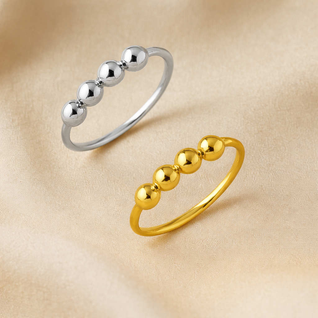 Anel Feminino  Minimalista com Esferas – Banhado a Ouro 18K e Prata 925 - Hipoalergênico - não causa alergia em Oferta na Shopee