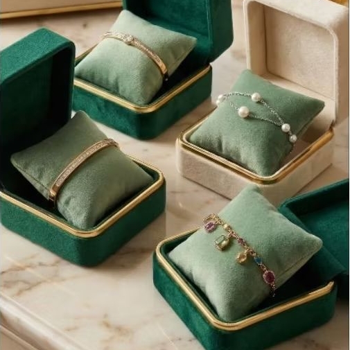Kit Expositores Almofadinhas para jóias 8x8cm para braceletes, pulseiras e relógios em suede e veludo