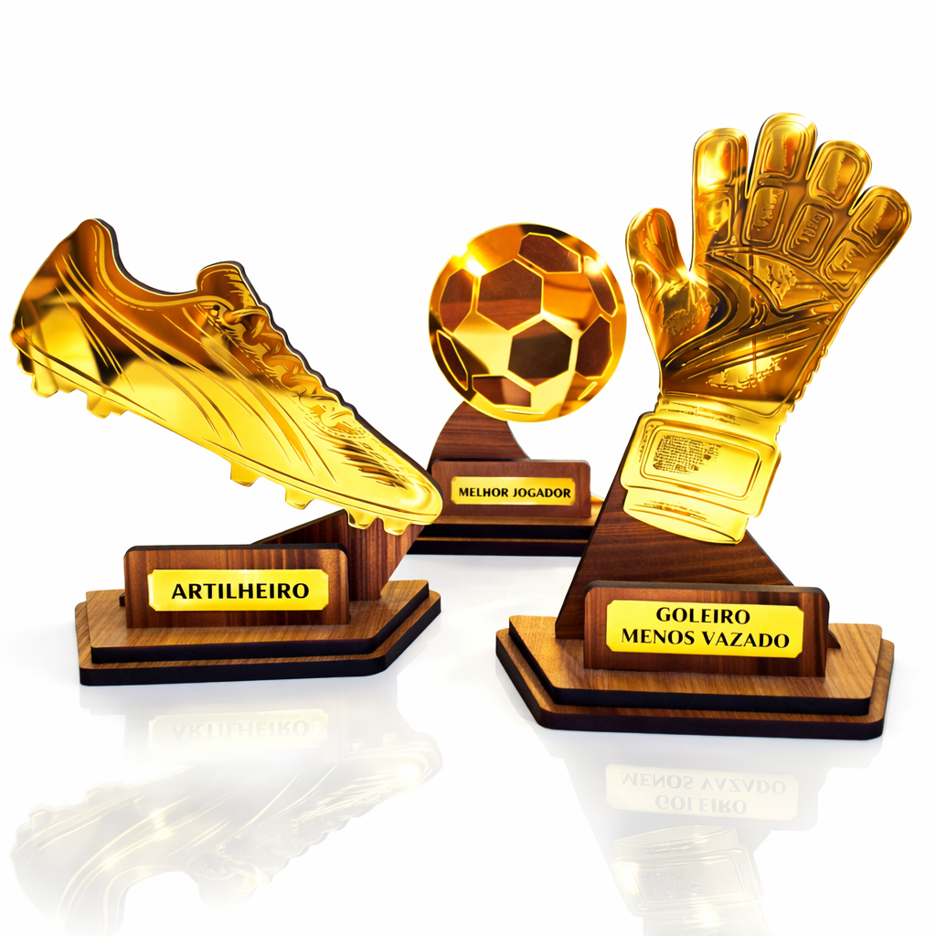 10 Troféus de Premiação Artilheiro Melhor Goleiro Melhor Jogador Melhor Treinador Melhor Árbitro — R$ 249,00 em Shopee