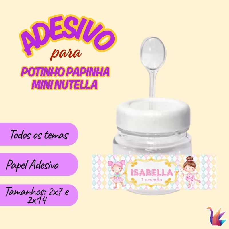 Rótulo Mini Nutella Personalizado • Adesivo Pote Papinha 40g • Festa Infantil • Lembrancinha