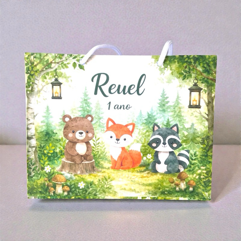 Sacolinha tema Bosque Encantado Personalizada | Lembrancinha bosque |  DESMONTADAS