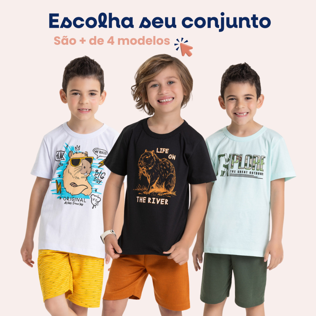 Conjunto Infantil Masculino Capivara 2 ao 14 anos
