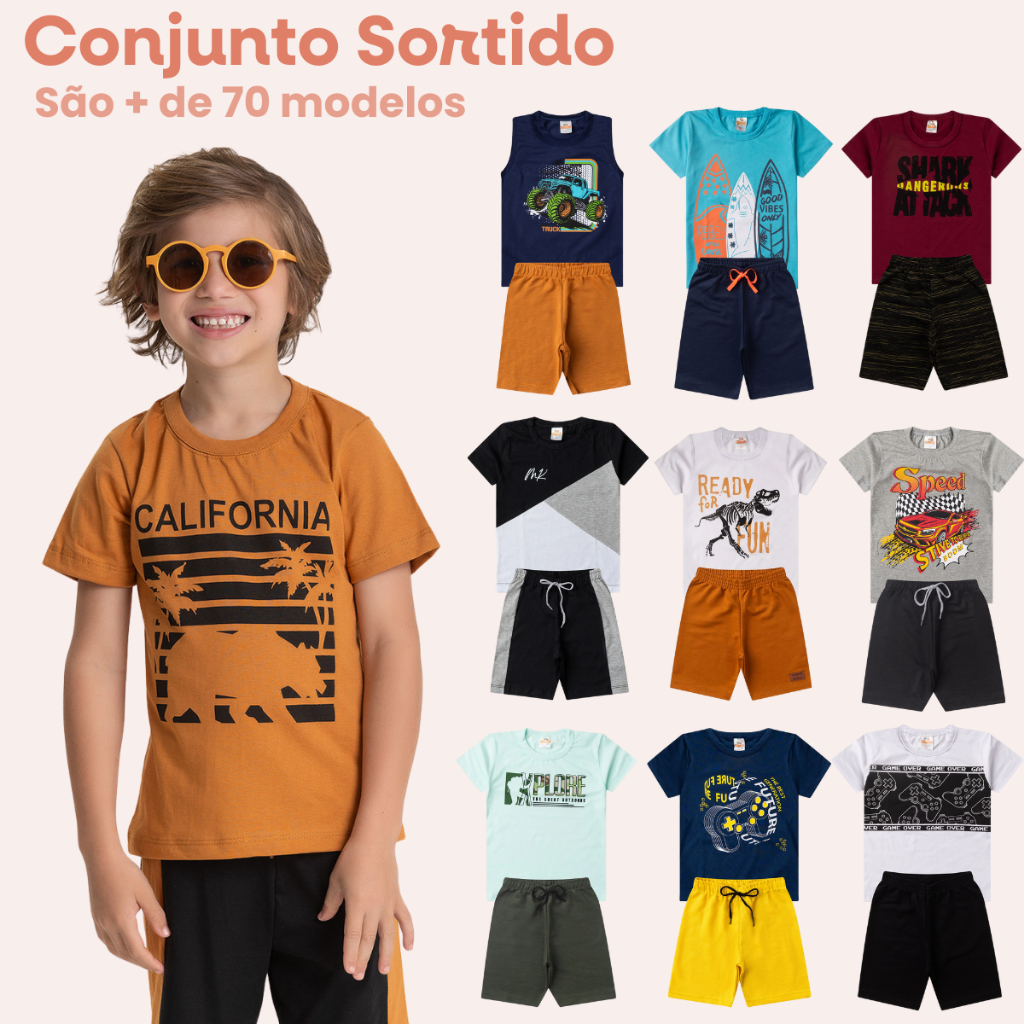 Kit contendo 10 peças Infantil Masculino Tam 1 ao 14 ano.