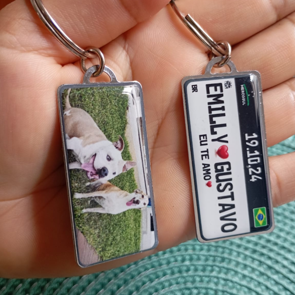 Chaveiro Placa Mercosul 100% Personalizado Com Texto Foto