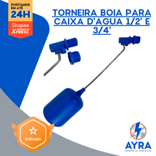 Torneira Bóia Universal P/ Caixa D'água 1/2 E 3/4 Rosca Ext. em Oferta na Shopee
