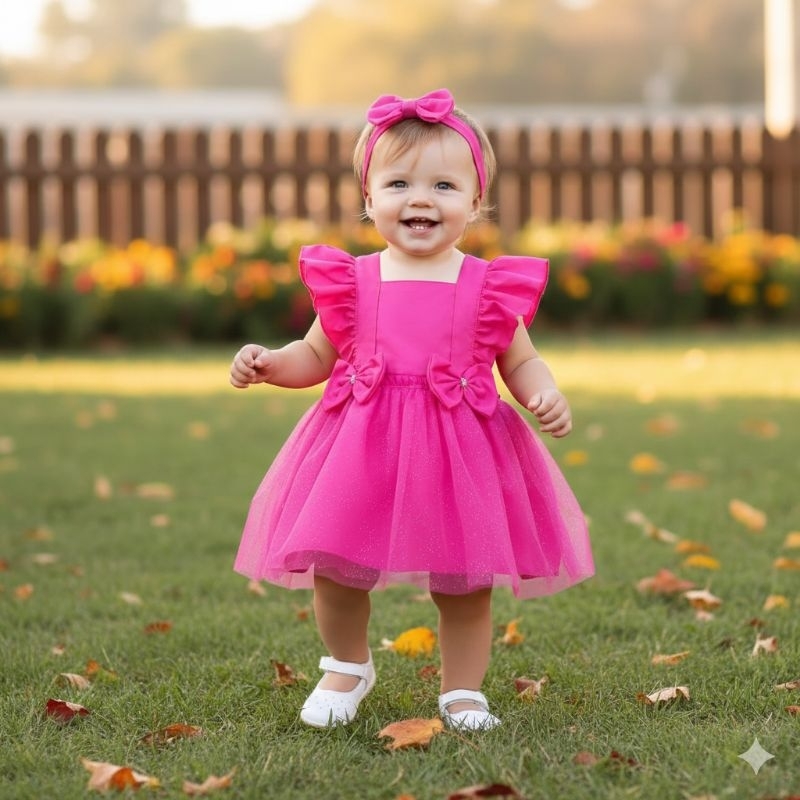 Jardineira Tule Glitter tipo romper infantil feminino festa aniversário passeio ensaio fotográfico casamento